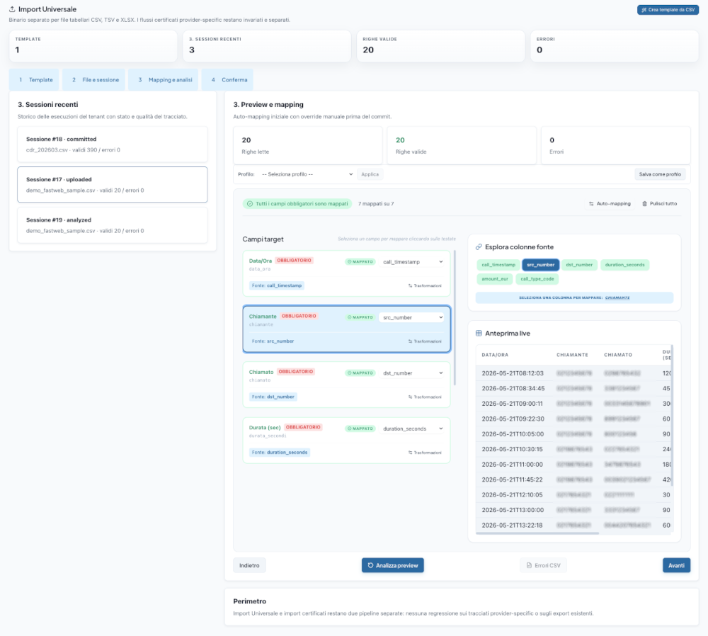 Mapping visivo drag-and-drop